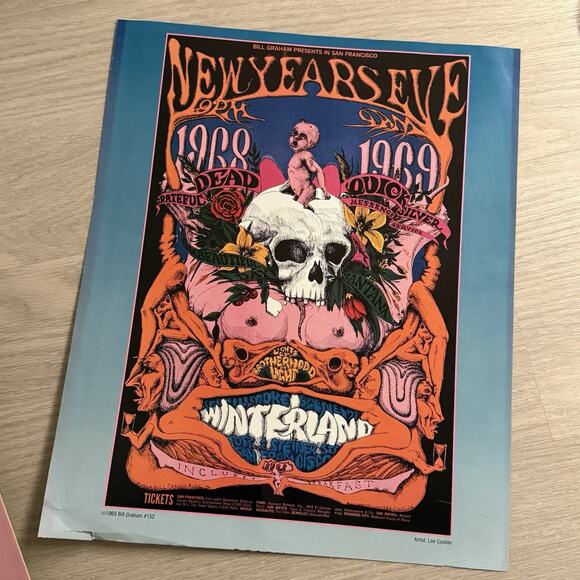 Grateful Dead 1968 New Years Eve Winterland Lee Conklin Bill Graham Poster Frame - Picture 5 of 12